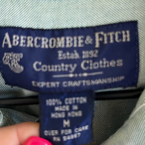 Vintage Abercrombie & Fitch The Big Shirt Classic Button Front Collar Green M - Picture 5 of 7